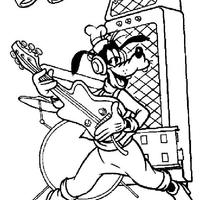 Desenho de Pateta tocando violão para colorir