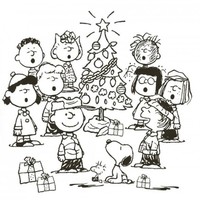 Desenho de Natal da turma do Snoopy para colorir
