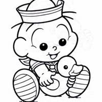 Desenho de Cebolinha bebê vestido de marinheiro para colorir