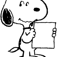 Desenho de Snoopy lendo uma carta para colorir