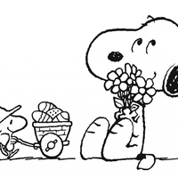 Desenho de Snoopy e Woodstock para colorir