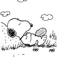 Desenho de Snoopy tirando um cochilo para colorir