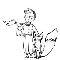 Desenho de Pequeno Príncipe e raposa para colorir