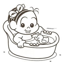Desenho de Monica baby tomando banho para colorir