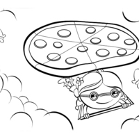 Desenho de Pizza voadora para colorir