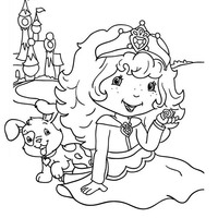 Desenho de Moranguinho com coroa para colorir