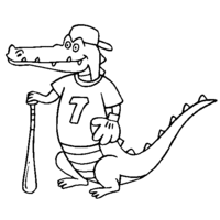 Desenho de Jacaré jogando basebol para colorir