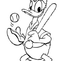 Desenho de Pato Donald jogando basebol para colorir