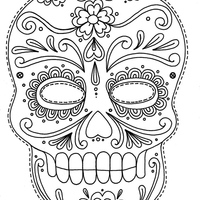 Desenho de Máscara de caveira enfeitada para colorir