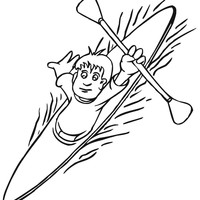 Desenho de Menino no caiaque para colorir