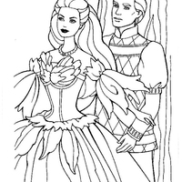 Desenho de Barbie e príncipe Daniel para colorir