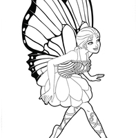 Desenho de Barbie mariposa com roupa de borboleta para colorir