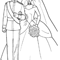 Desenho de Casamento de Barbie e Ken para colorir