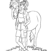 Desenho de Barbie e seu amigo cavalo para colorir