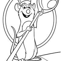 Desenho de Rato com colher de pau para colorir