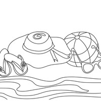 Desenho de Chapéu e sandálias de praia para colorir