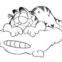 Desenho de Garfield dormindo na almofada para colorir