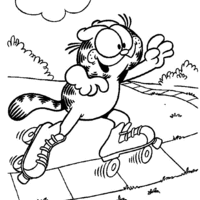 Desenho de Garfield patinando para colorir