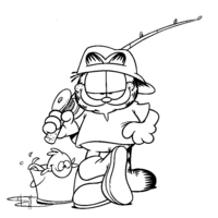 Desenho de Garfield pescador para colorir