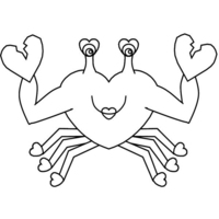 Desenho de Dia dos Namorados - caranguejo para colorir