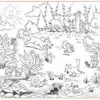Desenho de Floresta com animais para colorir