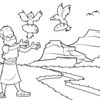 Desenho de Homem soltando corvos para colorir