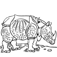 Desenho de Rinoceronte com armadura para colorir