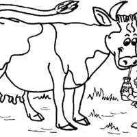 Desenho de Duende e vaca para colorir