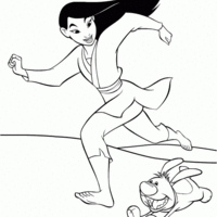Desenho de Mulan correndo para colorir
