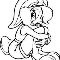 Desenho de Lola Bunny sentada para colorir