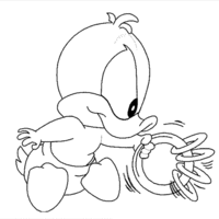 Desenho de Patolino bebê brincando com chaves para colorir