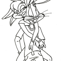 Desenho de Pernalonga carregando Lola Bunny para colorir
