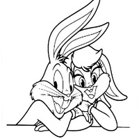 Desenho de Pernalonga e Lola Bunny para colorir