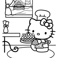 Desenho de Aniversário da Hello Kitty para colorir