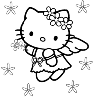 Desenho de Hello Kitty anjinho para colorir