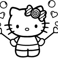 Desenho de Hello Kitty com varinha de condão para colorir