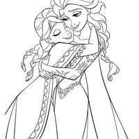 Desenho de Abraço de irmãs para colorir