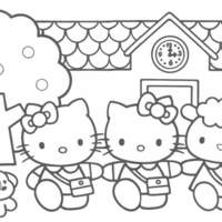 Desenho de Hello Kitty e amigos para colorir