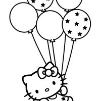 Desenho de Hello Kitty e bolas de soprar para colorir