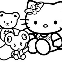 Desenho de Hello Kitty e coleguinhas para colorir