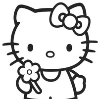 Desenho de Hello Kitty e flor para colorir