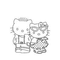 Desenho de Hello Kitty e Mimmy para colorir