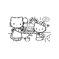 Desenho de Hello Kitty e sua mãe para colorir