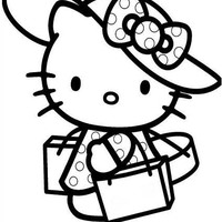 Desenho de Hello Kitty no shopping para colorir