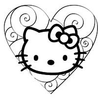 Desenho de Hello Kitty no São Valentim para colorir
