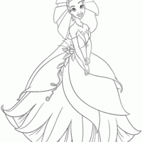 Desenho de Vestido da princesa Tiana para colorir