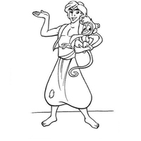 Desenho de Aladdin e o macaco Abu para colorir