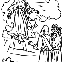 Desenho de Ascensão de Jesus para colorir