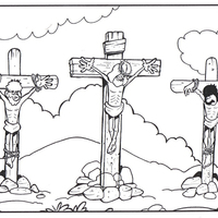 Desenho de Crucificação de Jesus para colorir