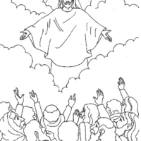 Desenho de Jesus e sua ascensão para colorir